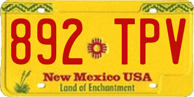 NM license plate 892TPV