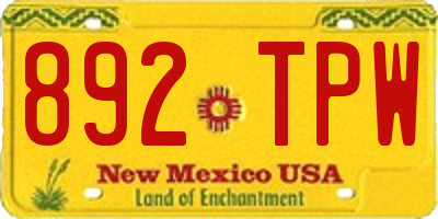 NM license plate 892TPW