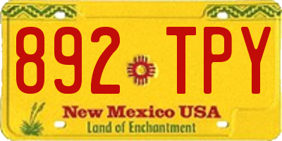 NM license plate 892TPY