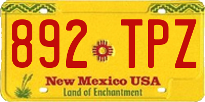 NM license plate 892TPZ