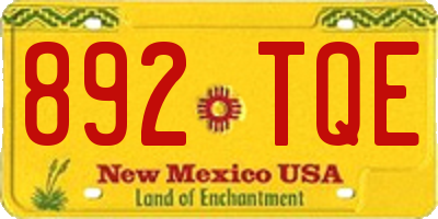 NM license plate 892TQE