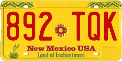 NM license plate 892TQK