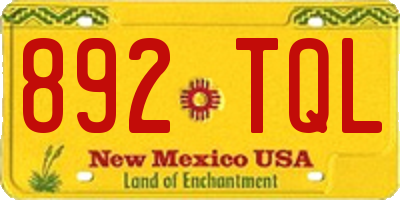 NM license plate 892TQL