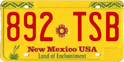 NM license plate 892TSB