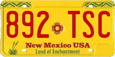 NM license plate 892TSC