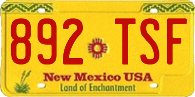 NM license plate 892TSF