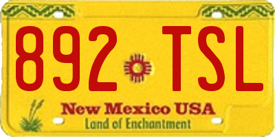 NM license plate 892TSL