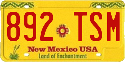 NM license plate 892TSM