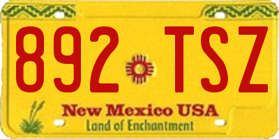 NM license plate 892TSZ