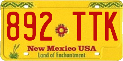 NM license plate 892TTK