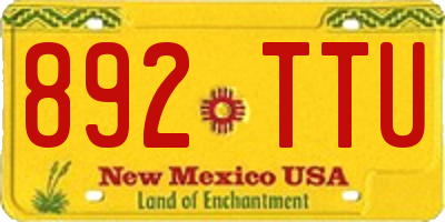 NM license plate 892TTU