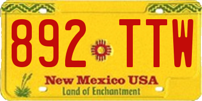 NM license plate 892TTW