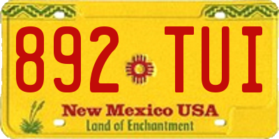 NM license plate 892TUI