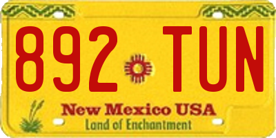 NM license plate 892TUN