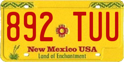 NM license plate 892TUU