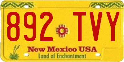 NM license plate 892TVY