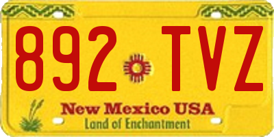 NM license plate 892TVZ