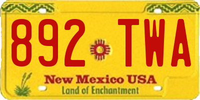 NM license plate 892TWA