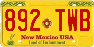 NM license plate 892TWB