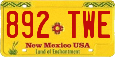 NM license plate 892TWE