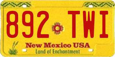 NM license plate 892TWI