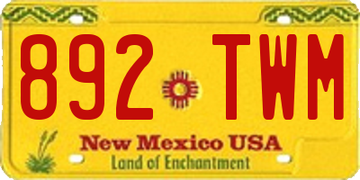 NM license plate 892TWM