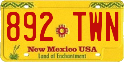 NM license plate 892TWN