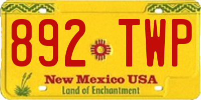 NM license plate 892TWP