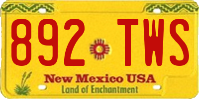 NM license plate 892TWS