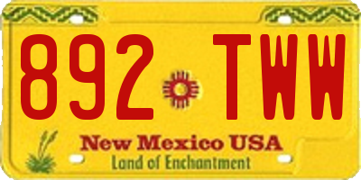 NM license plate 892TWW