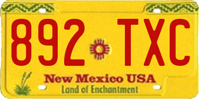 NM license plate 892TXC