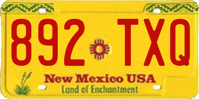 NM license plate 892TXQ