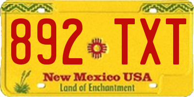 NM license plate 892TXT
