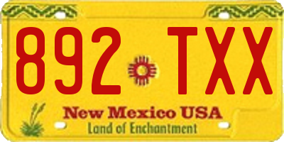 NM license plate 892TXX