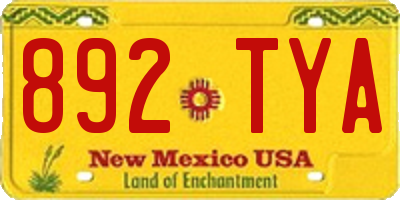 NM license plate 892TYA