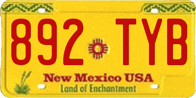 NM license plate 892TYB
