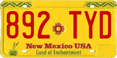 NM license plate 892TYD