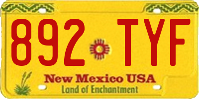 NM license plate 892TYF