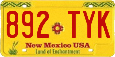 NM license plate 892TYK