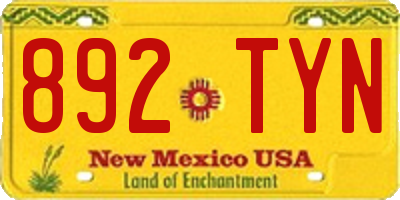 NM license plate 892TYN