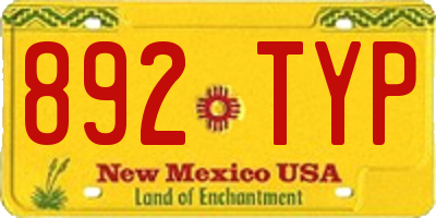 NM license plate 892TYP