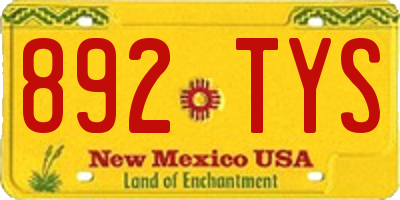 NM license plate 892TYS