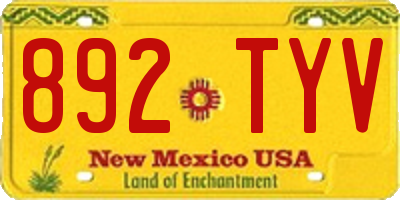 NM license plate 892TYV