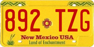 NM license plate 892TZG