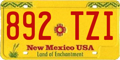 NM license plate 892TZI