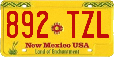 NM license plate 892TZL