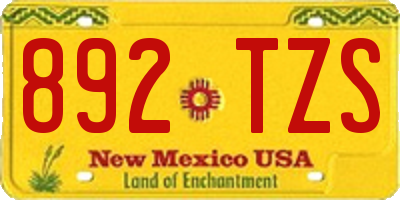 NM license plate 892TZS
