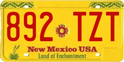 NM license plate 892TZT