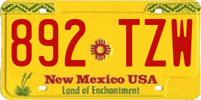 NM license plate 892TZW