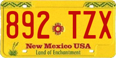 NM license plate 892TZX